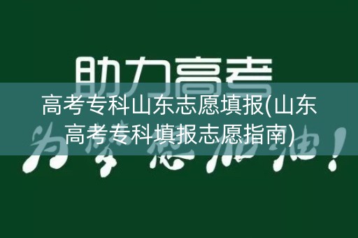 高考专科山东志愿填报(山东高考专科填报志愿指南)