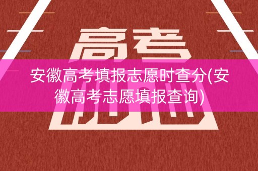 安徽高考填报志愿时查分(安徽高考志愿填报查询)