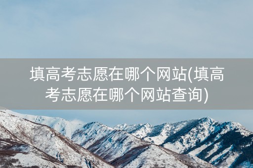 填高考志愿在哪个网站(填高考志愿在哪个网站查询)