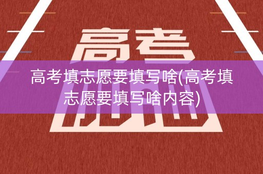 高考填志愿要填写啥(高考填志愿要填写啥内容)