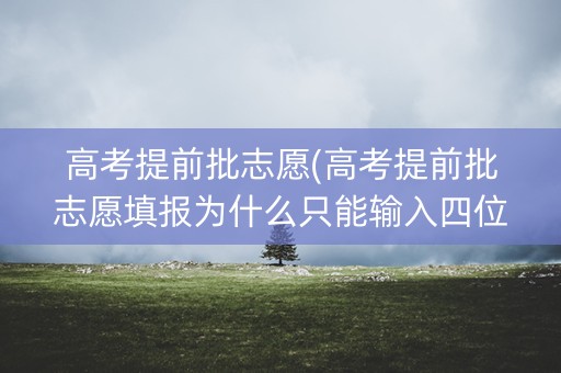 高考提前批志愿(高考提前批志愿填报为什么只能输入四位数)