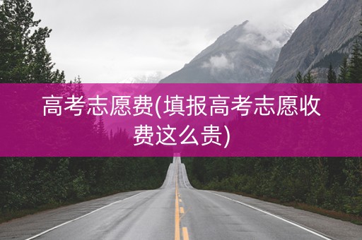 高考志愿费(填报高考志愿收费这么贵)