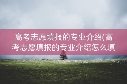 高考志愿填报的专业介绍(高考志愿填报的专业介绍怎么填写)