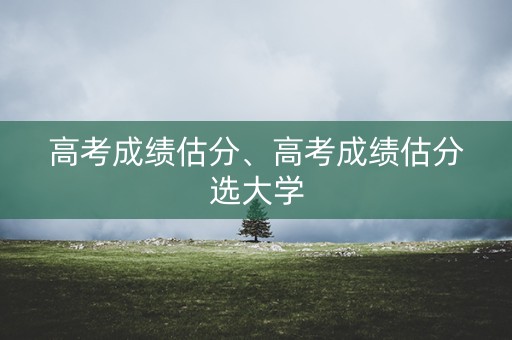 高考成绩估分、高考成绩估分选大学