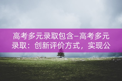 高考多元录取包含—高考多元录取：创新评价方式，实现公平选拔