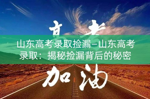 山东高考录取捡漏—山东高考录取：揭秘捡漏背后的秘密