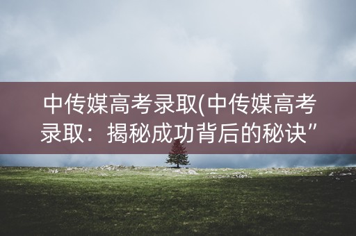 中传媒高考录取(中传媒高考录取:揭秘成功背后的秘诀”) 中传媒高考录取(中传媒高考录取:揭秘成功背后的秘诀”)