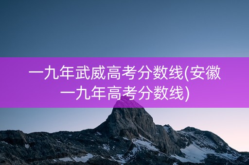 一九年武威高考分数线(安徽一九年高考分数线)
