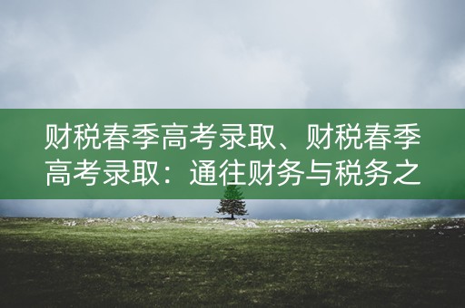 财税春季高考录取、财税春季高考录取：通往财务与税务之路