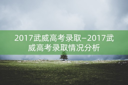 2017武威高考录取—2017武威高考录取情况分析