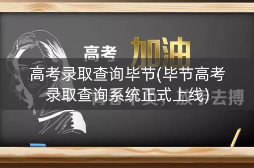 高考录取查询毕节(毕节高考录取查询系统正式上线)
