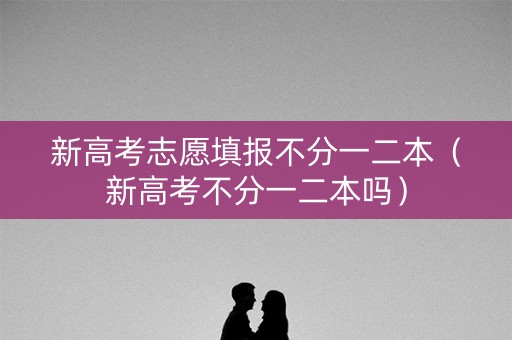 新高考志愿填报不分一二本（新高考不分一二本吗）