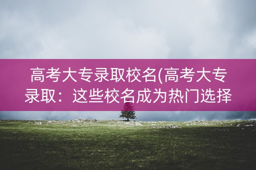 高考大专录取校名(高考大专录取：这些校名成为热门选择)