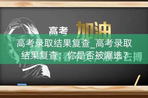 高考录取结果复查_高考录取结果复查：你是否被漏选？