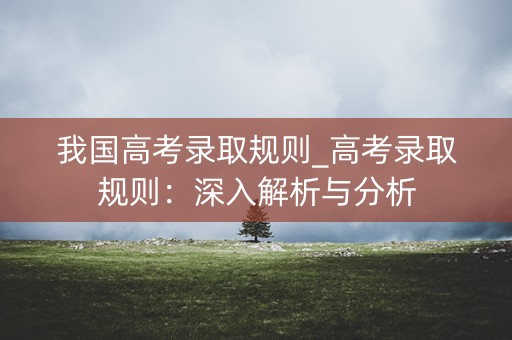我国高考录取规则_高考录取规则：深入解析与分析