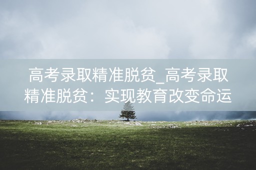 高考录取精准脱贫_高考录取精准脱贫：实现教育改变命运