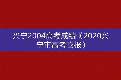 兴宁2004高考成绩（2020兴宁市高考喜报）