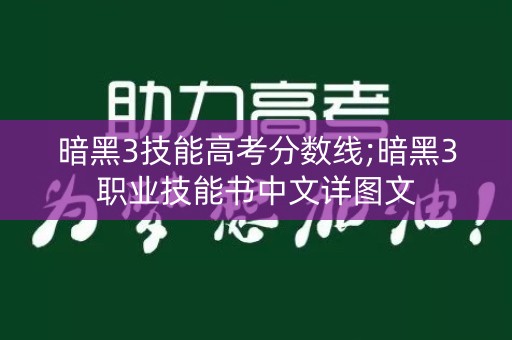 暗黑3技能高考分数线;暗黑3职业技能书中文详图文