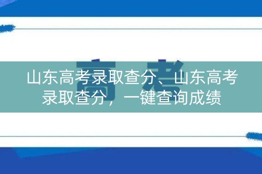 山东高考录取查分、山东高考录取查分，一键查询成绩