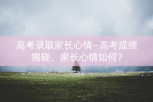 高考录取家长心情—高考成绩揭晓,家长心情如何? 高考录取家长心情—高考成绩揭晓,家长心情如何?