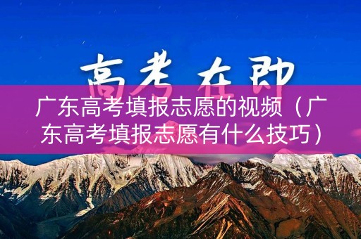广东高考填报志愿的视频（广东高考填报志愿有什么技巧）