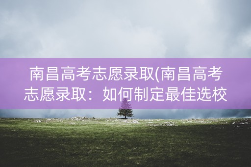 南昌高考志愿录取(南昌高考志愿录取：如何制定最佳选校策略？)