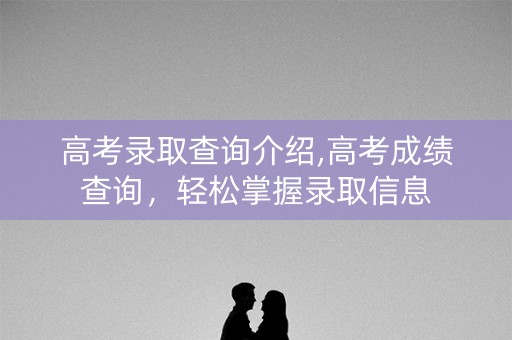 高考录取查询介绍,高考成绩查询，轻松掌握录取信息