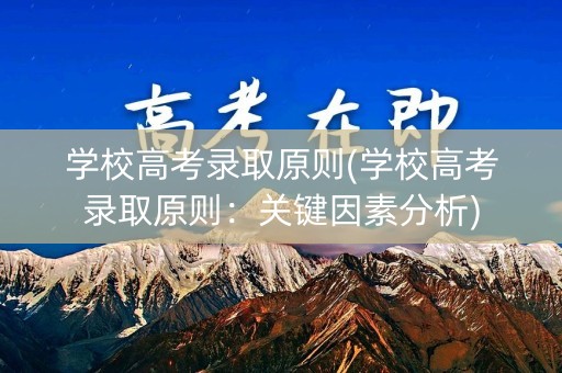 学校高考录取原则(学校高考录取原则：关键因素分析)