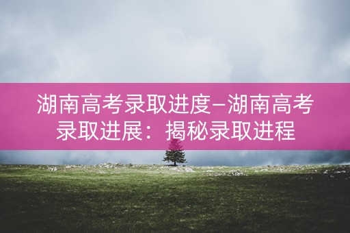 湖南高考录取进度—湖南高考录取进展：揭秘录取进程