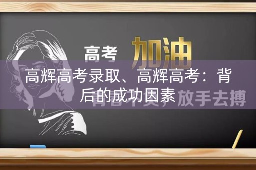 高辉高考录取、高辉高考：背后的成功因素