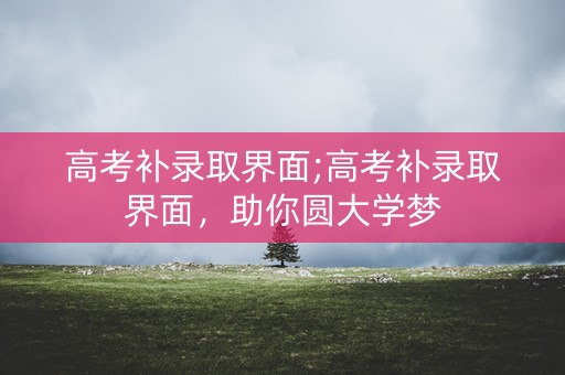 高考补录取界面;高考补录取界面，助你圆大学梦
