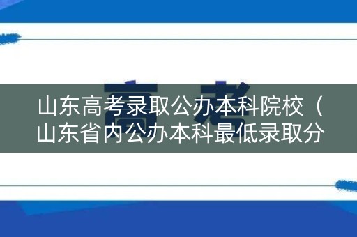 山东高考录取公办本科院校（山东省内公办本科最低录取分）