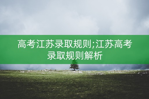 高考江苏录取规则;江苏高考录取规则解析