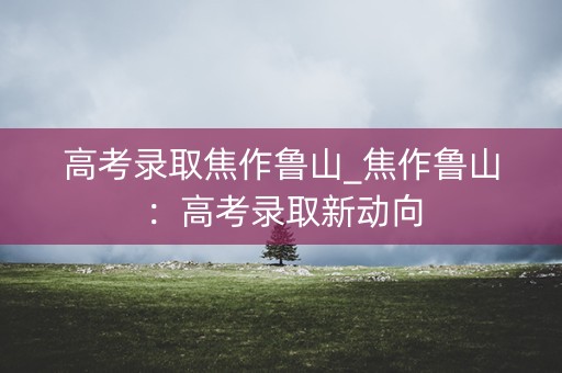 高考录取焦作鲁山_焦作鲁山：高考录取新动向