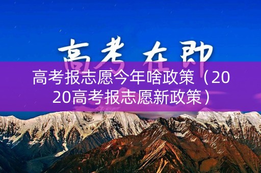 高考报志愿今年啥政策（2020高考报志愿新政策）