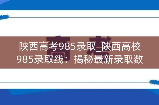陕西高考985录取_陕西高校985录取线：揭秘最新录取数据