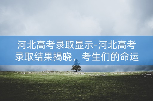 河北高考录取显示-河北高考录取结果揭晓，考生们的命运即将改变