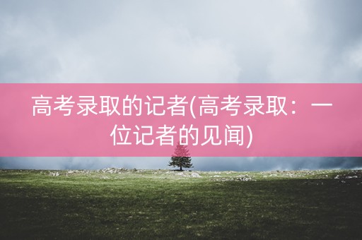 高考录取的记者(高考录取:一位记者的见闻) 高考录取的记者(高考录取:一位记者的见闻)