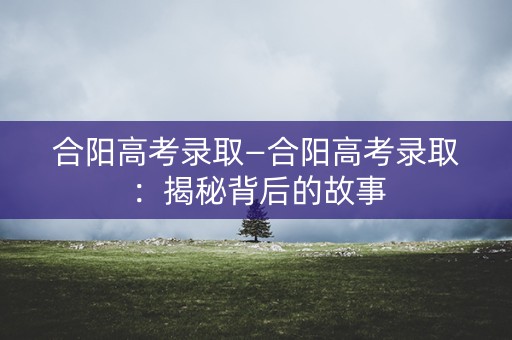 合阳高考录取—合阳高考录取：揭秘背后的故事