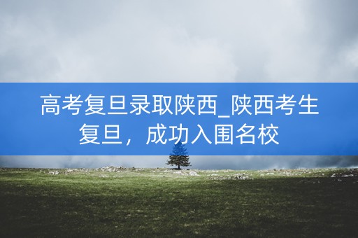 高考复旦录取陕西_陕西考生复旦，成功入围名校