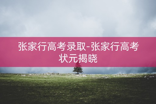 张家行高考录取-张家行高考状元揭晓