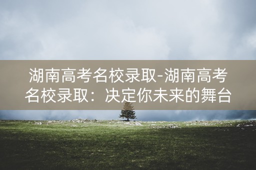 湖南高考名校录取-湖南高考名校录取：决定你未来的舞台