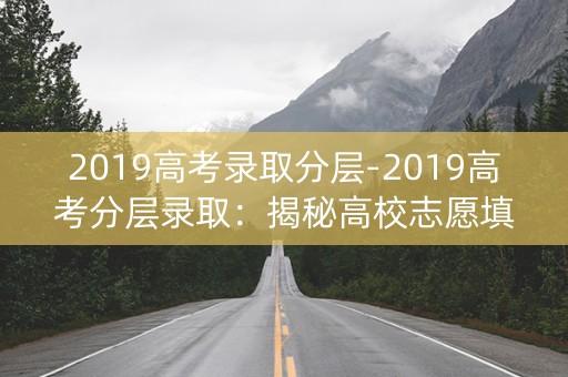 2019高考录取分层-2019高考分层录取：揭秘高校志愿填报的成功密码