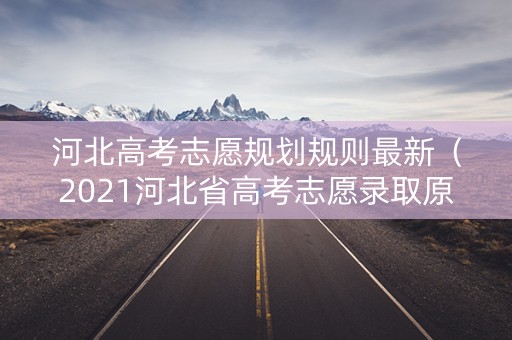 河北高考志愿规划规则最新（2021河北省高考志愿录取原则）