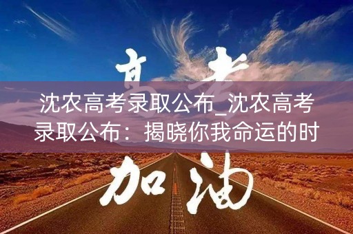 沈农高考录取公布_沈农高考录取公布：揭晓你我命运的时刻