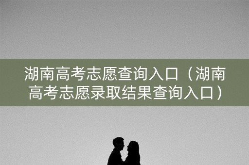 湖南高考志愿查询入口（湖南高考志愿录取结果查询入口）