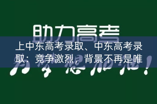 上中东高考录取、中东高考录取：竞争激烈，背景不再是唯一门槛