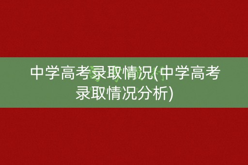 中学高考录取情况(中学高考录取情况分析)