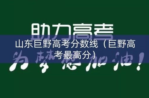 山东巨野高考分数线(巨野高考最高分) 山东巨野高考分数线(巨野高考最高分)