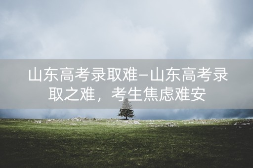 山东高考录取难—山东高考录取之难，考生焦虑难安